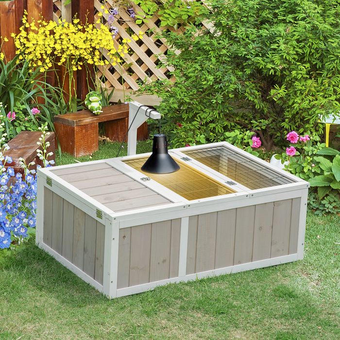 Maison enclos cage pour petit animal tortue avec 2 espaces dim. 915L x 61l x 33H cm - bois de sapin