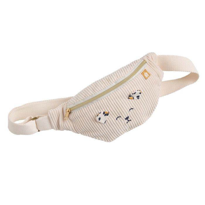 Sac banane enfant - LEOPARD - velours côtelé - bandoulière réglable - beige