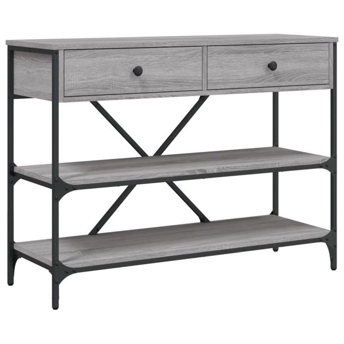 JILLS - Console Meuble - charge 20 kg - Table console - VIDAXL - avec tiroirs et étagères gris - Bois dingénierie OCT44511845