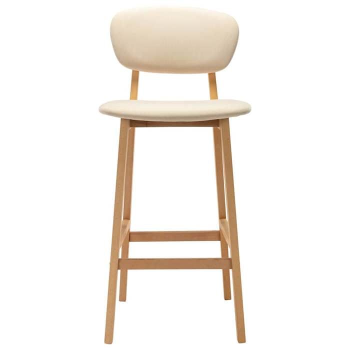 Tabourets de bar en tissu - vidaXL - Lot de 2 - Crème - 45x47x92 cm - Tissu polyester - Bois de hêtre massif