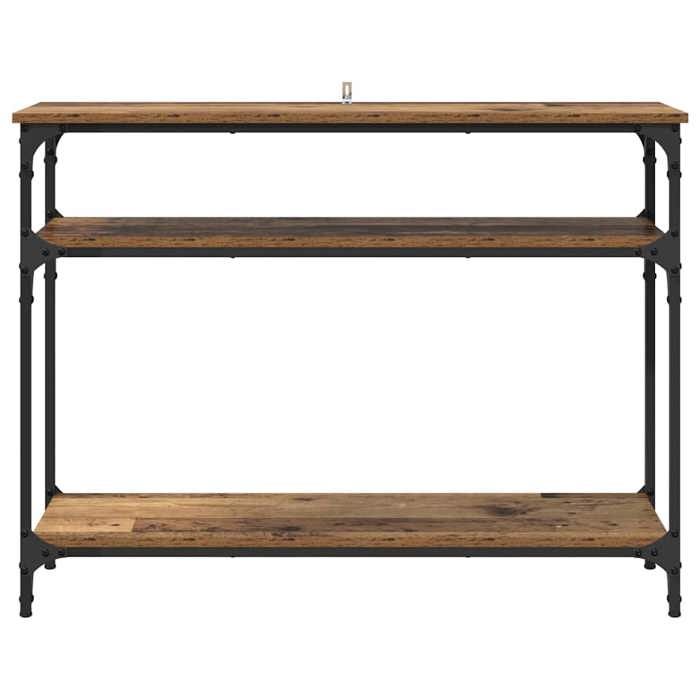Marron Table console - CLARENCE - Meuble couloir - Bois Ancien 100x29x75 cm - Bois dingénierie CC1163