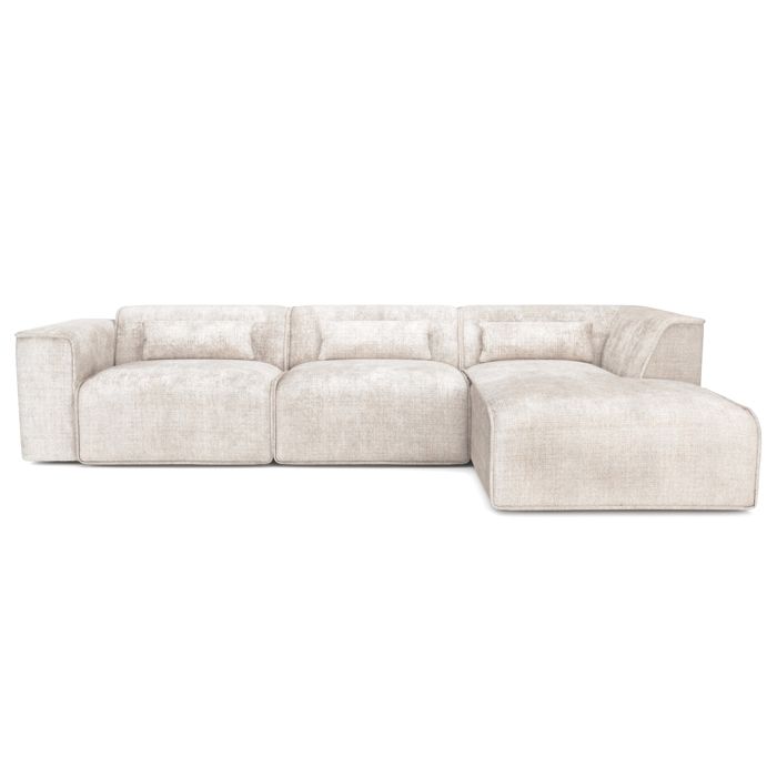 Canapé dangle droit fixe NUNA 5/6 places tissu beige