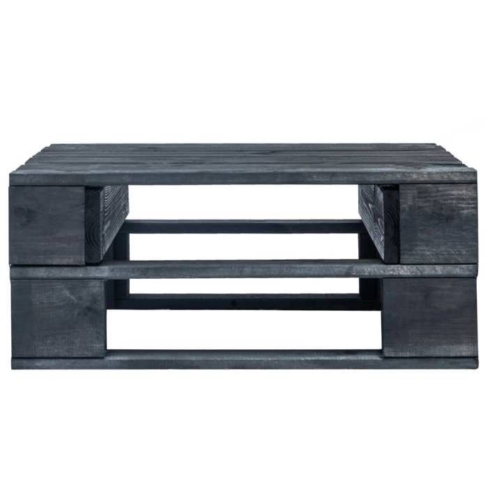 Promo 2026Petit fauteuil/chaise de balcon - SOLOMON - Repose-pied palette de jardin bois noir - S4063533
