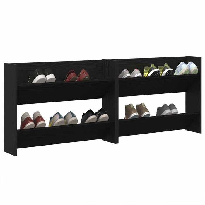 Noir Organisateur chaussures/ Cabinet à chaussures 2 pcs - Pour lentrée/couloir - ZENCORE - Chêne noir 85x18x90cm 169775 Noir Organisateur chaussures/ Cabinet à chaussures 2 pcs - Pour lentrée/couloir - ZENCORE - Chêne noir 85x18x90cm 169775