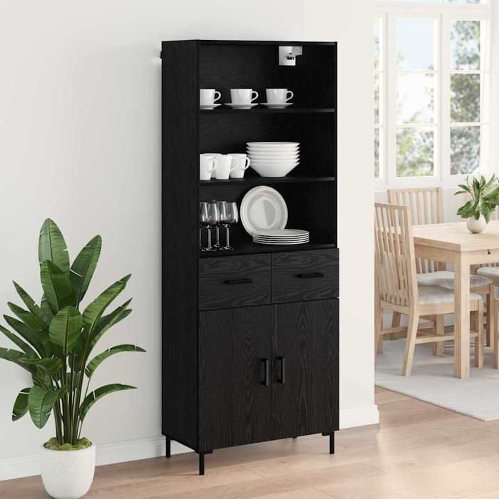 2026 dété@ Haut Armoire Contemporain - Highboard/Commode haute/Vaisselier - Chêne noir 69 5x34x180cm - Bois dingénierie LH9636