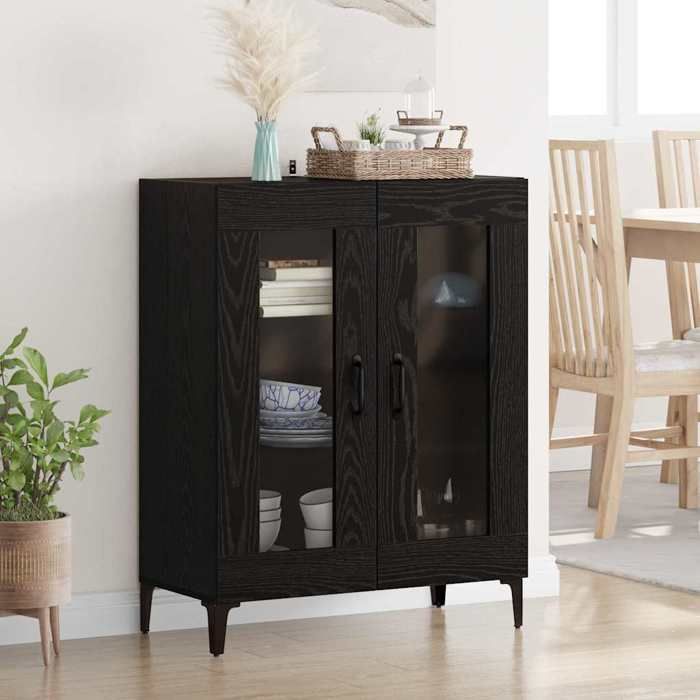 Buffet - Bahut/Commode couloir Noir Magnifique Buffet Chêne noir 69 5x34x90cm - bois dingénierie et fer CL6029356
