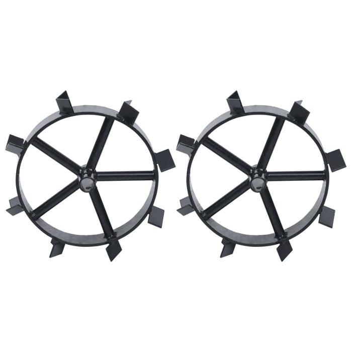 Stable&Durable - Noir - Roues métalliques pour cultivateur à essence 65 ch 2 pcs - Motoculteurs&rotoculteurs HS572287352