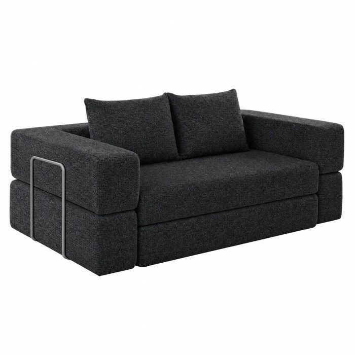 Wevalley Canapé Compresse Convertible 2 Places - Velours Côtelé Noir - Canapé Lit 3-en-1 sans Installation