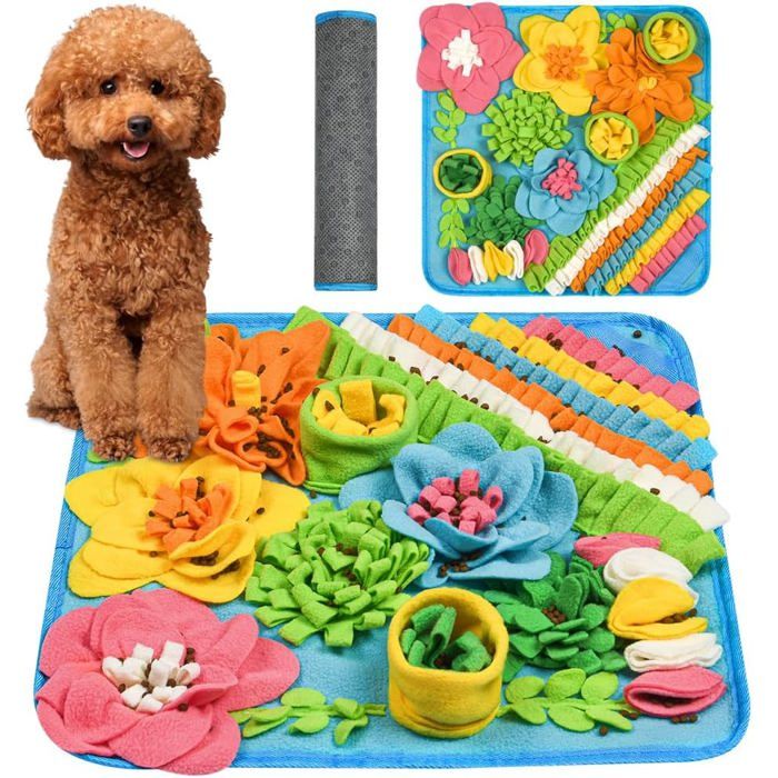 Tapis à renifler pour Chien 39 * 39CM Tapis de Fouille Alimentation Lente Tapis Reniflant Formation d’Animaux Lavable (Blus)
