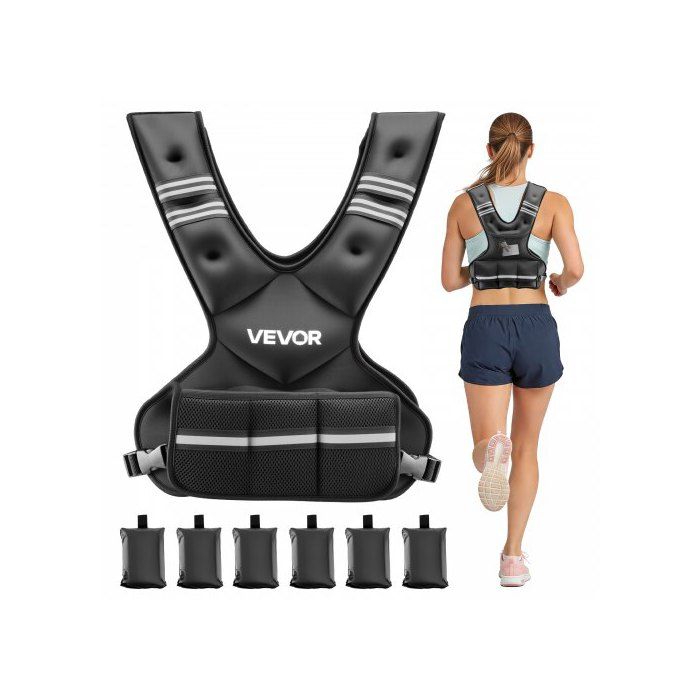 Gilet lesté réglable 5-9 1 kg 6 packs granulés fer bande réfléchissante musculation