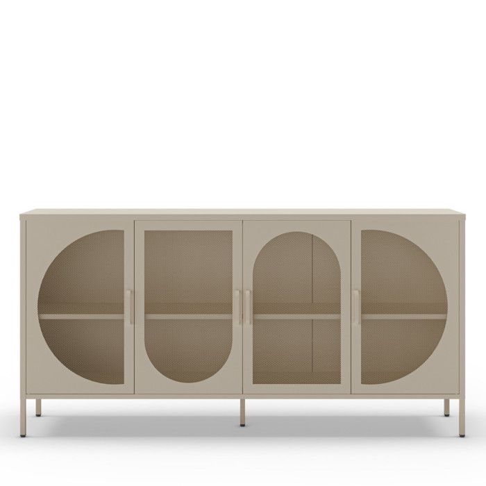 Zio - Buffet 4 portes en métal L160cm - Beige