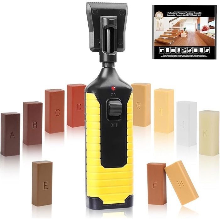 kit Cire Réparation Parquet Stratifié Réparer le Sol en Bois Meubles en Bois Kit de Réparation Cire Fondante Cire Dure Réparation