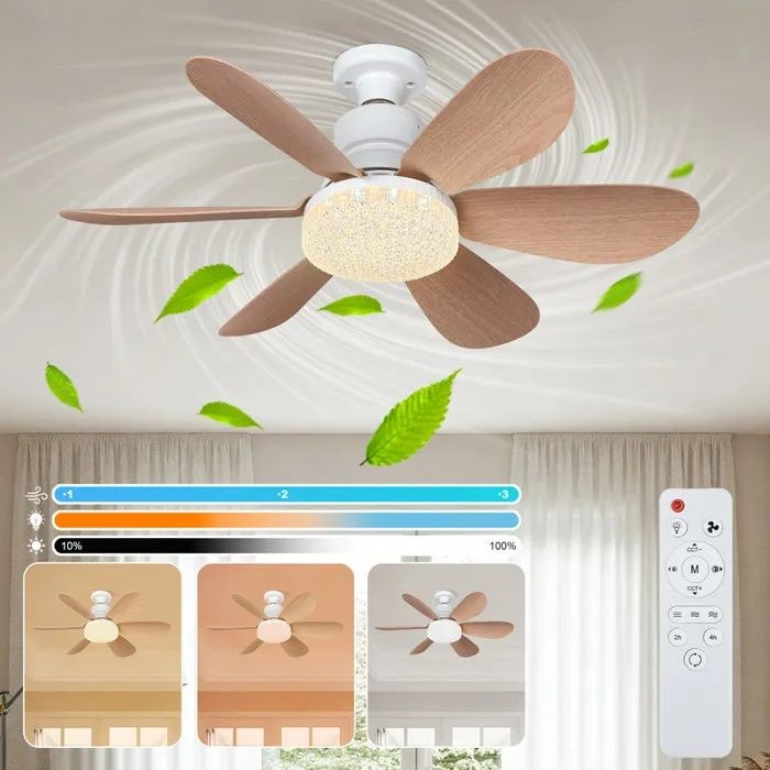 Ventilateur de plafond 52 cm 40W LED dimmable 2000 lm E27 - 3 vitesses télécommande