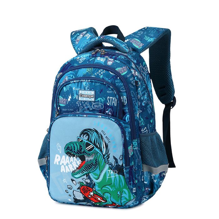 XJYDNCG Cartable Garçon PrimaireSac à Dos EnfantImprimé Dinosaure Skateboard Imperméable42x30x15cm - Bleu