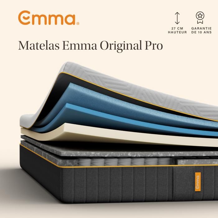 EMMA Matelas Original Pro 160x200 + Confort Premium Ressorts + 7 Zones + 27cm + Edition 2026