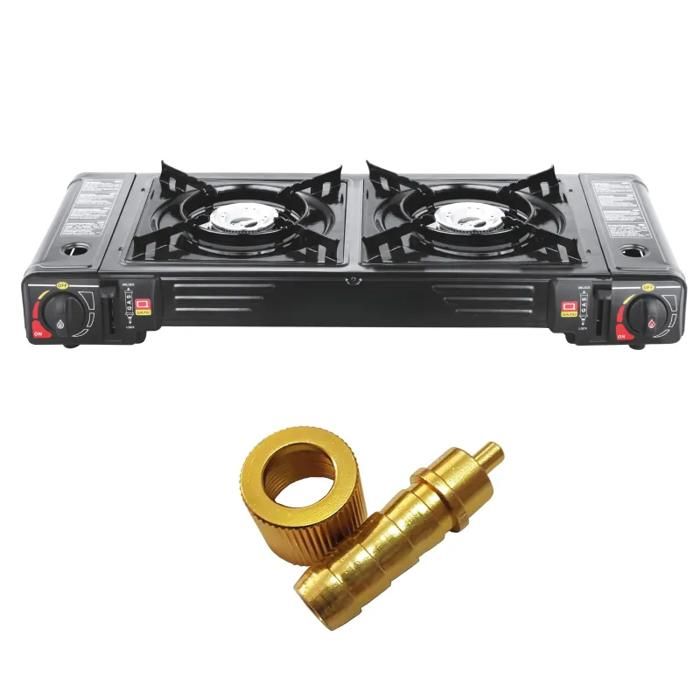 Extralink Réchaud à gaz portable 2 brûleurs En valise avec adaptateur Camping et voyage