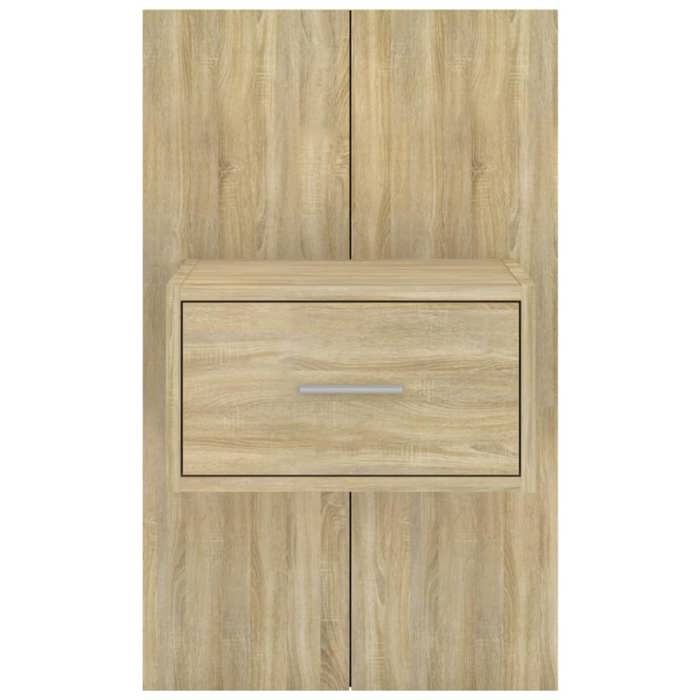 Cabinet de Lit Moderne Brun Table de chevet/nuit avec rangement murale Chêne sonoma CC2972