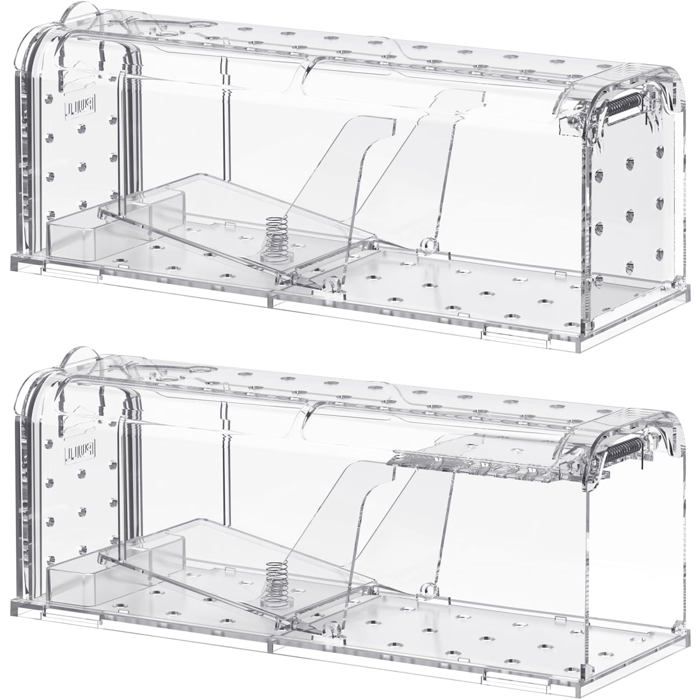 Piège à souris vivant et rats - Lot de 2 - Réutilisable sans contact nettoyage facile - Usage intérieur et extérieur