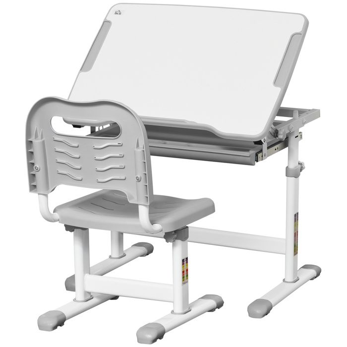 Étude à la maison : bureau enfant avec chaise hauteur réglable plateau inclinable pour 6-12 ans