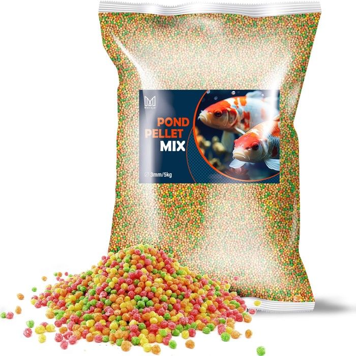 Aliment pour poissons de jardin carpes koï mélange de granulés Mersjo pour bassin 5 kg 3 mm