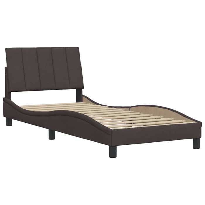 Structure de lit - HAOSHOP - Cadre de lit sans matelas Hanko marron foncé 90x190 cm tissu&01_100072