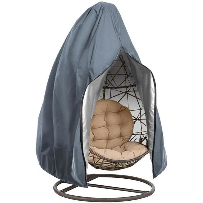 Housse de Protection pour Fauteuil Oeuf Suspendu 230x200cm - Bâche Étanche avec Fermeture Éclair - Gris