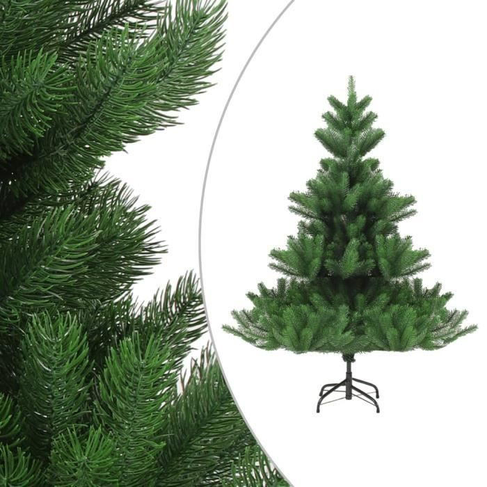 Sapin De Noël Artificiel 120 Cm - PVC Vert à Pointes Blanches, Avec Cônes - Support Métallique Inclus - Sans Guirlandes