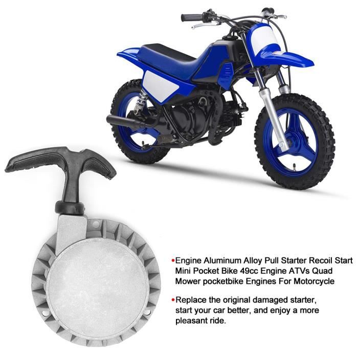 Démarreur à Traction Pour Moto/Mini Moto 49cc 2 Temps - Remplacement Facile, Alliage Aluminium