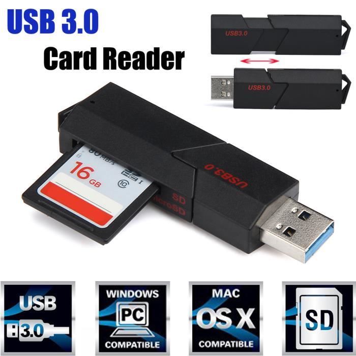 2in1 Mini USB 3.0 Memory Card Reader Adapter for Micro SD SDXC UHS-I TF T-Flash