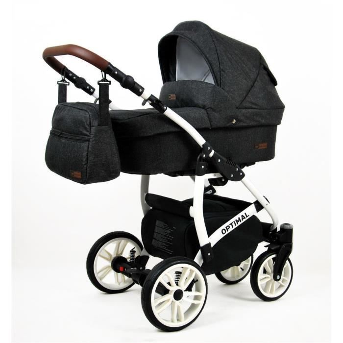 Poussette Combinée 3 En 1 Landau + Canne + Voyage - Siège Inclinable Paysage, Pliable, Amortisseurs 3D - Khaki New