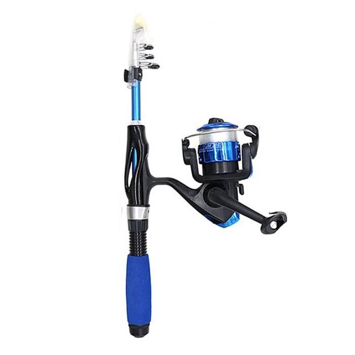 Bleu - Mini canne à pêche télescopique avec moulinet, Kit de canne