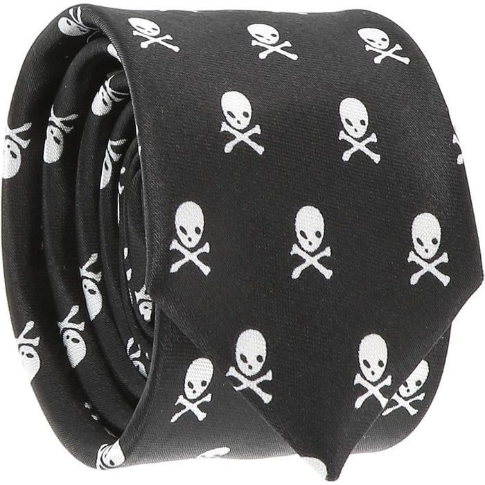 Cravate Poker Motif Quinte Flush Royale - Cravate Homme Originale Déguisement Casino, 145 Cm, Polyester Noir