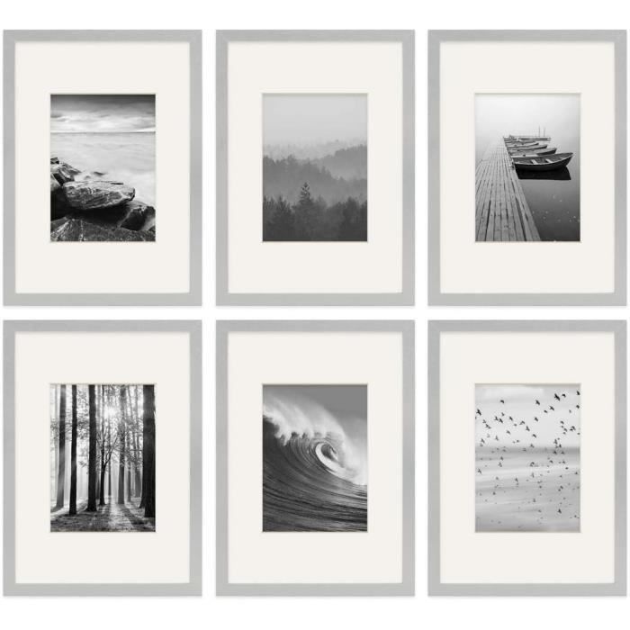 Lot de 12 Cadres Bois Véritable Blanc avec passepartout | 10x15, 13x18, 15x20 et 21x30 cm | Boutique en ligne plentyShop LTS