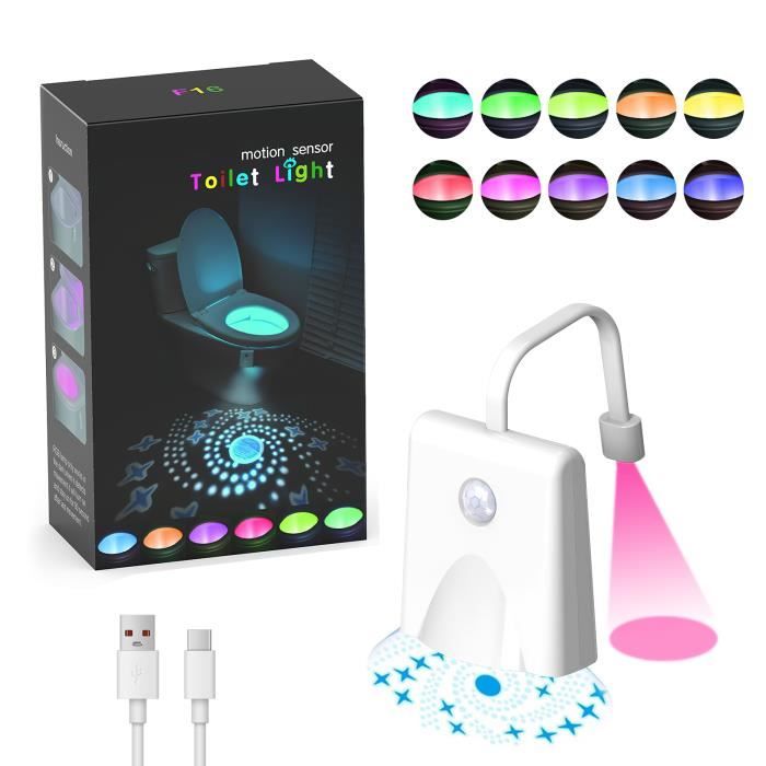 Lampe à capteur de toilettes rechargeable par usb lampe de projection lampe dambiance RGB pour toilettes capteur intelligent du