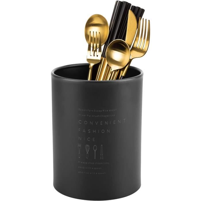 Pot à Ustensiles De Cuisine En Céramique Blanc - 13,4x11cm - Rangement Élégant Pour Spatules Et Couverts