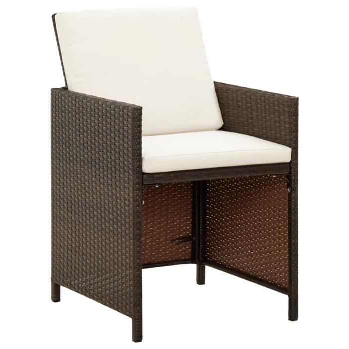 Chaises de jardin - Non spécifié - Lot de 4 - Résine tressée marron - Coussins inclus - Confort maximal