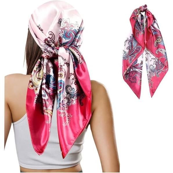 Foulard en soie pour femme,Grand Carré Satin 90x90 Carré de Soie