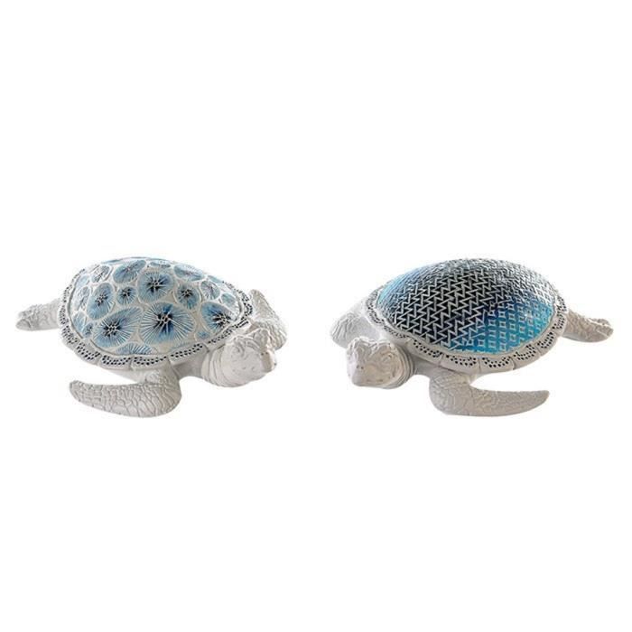 Paire De Statues Tortues De Mer En Resine Bleue Et Blanche Longueur 23 Centimetres Cdiscount Maison