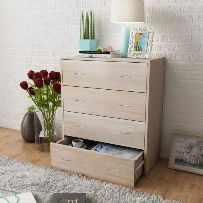 Cesar Buffet Avec 4 Tiroirs 60 X 30 5 X 71 Cm Couleur De Chene Achat Vente Commode De Chambre Buffet Avec 4 Tiroirs 60 Cdiscount