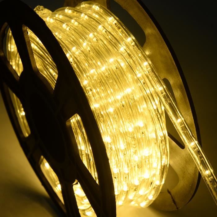 COSTWAY 30M Tube Lumineux Extérieur LED Guirlande Lumineuse Décoration Noël avec 1080 Lampes et Adapteur d’alimentation Beige