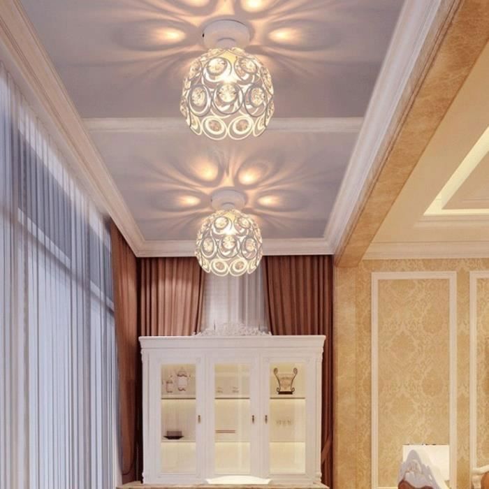 Plafonnier en cristal contemporain - WOTTES - UNI - Blanc - Métal - E27