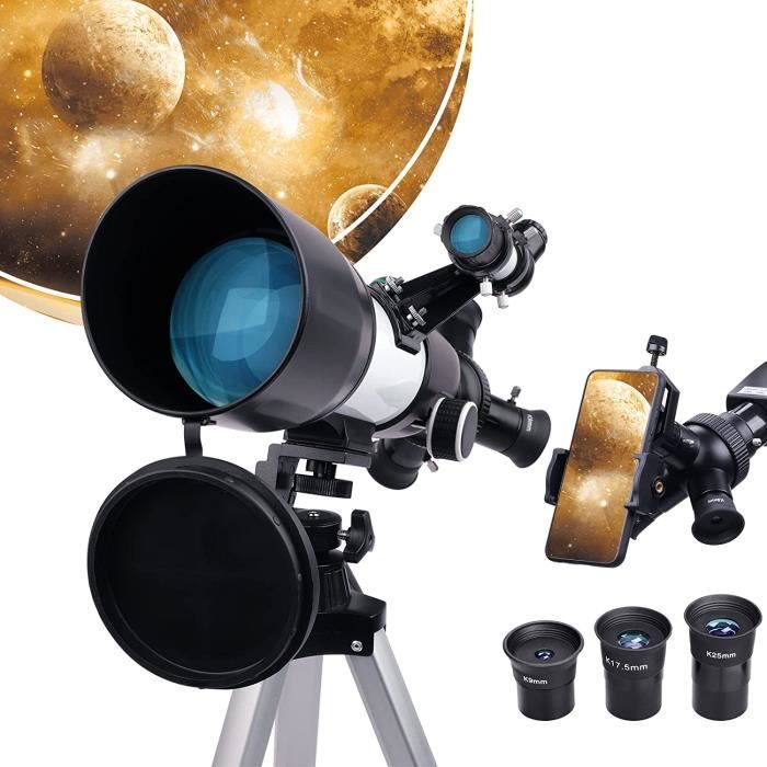 USCAMEL Télescope HD 600/50 Mm Pour Enfants, Débutants Et Adultes, Télescope Réfracteur Portable Pour Astronomie, Observation De La Lune, Observation Des Oiseaux, Visualisation Du Paysage Naturel