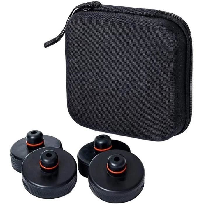 Bowfar Lot de 4 Coussinet de Levage pour Tesla Model 3/Y/X/S, Caoutchouc Cric avec boîte de Rangement, Protège la Batterie et Le Châssis Tesla