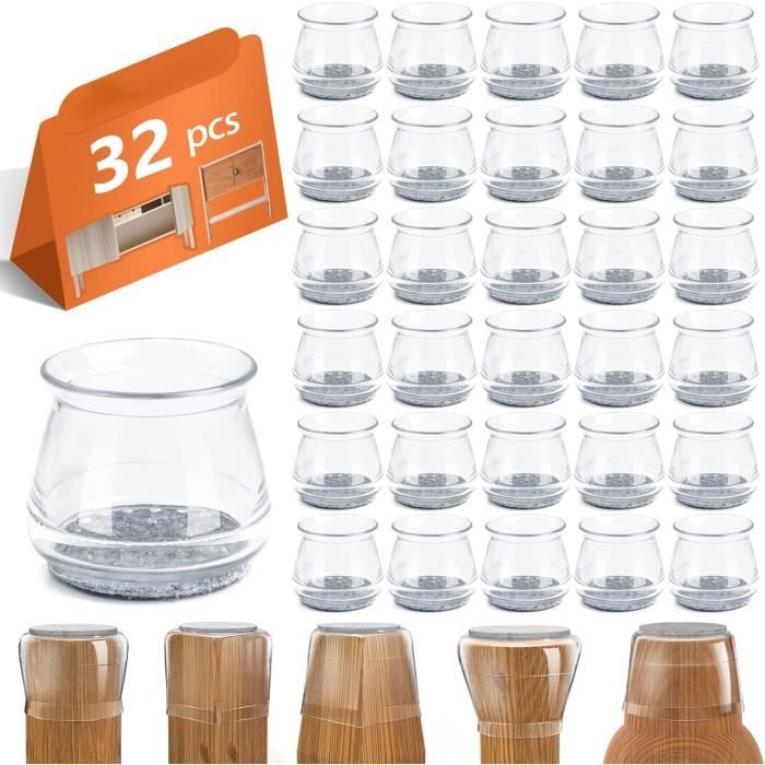 32 PCS Protection Pied de Chaise Silicone (Transparents),Protege Pied