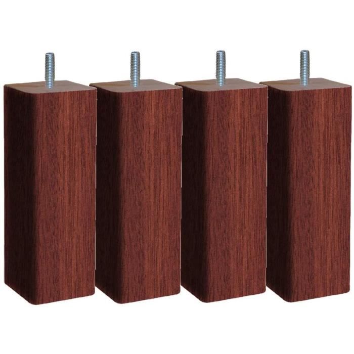 Pieds De Lit Carrés En Bois Noir Margot - Lot De 4 - Hauteur 17 Cm Pour Sommiers