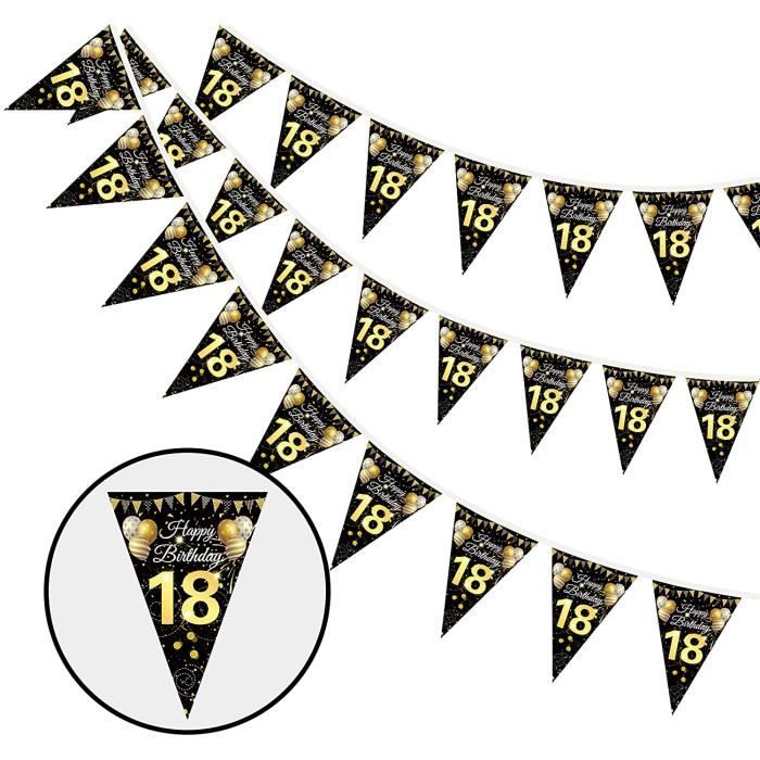 Garcon,18 Ans Guirlande Joyeux Anniversaire Noir Or,18 Anniversaire Bannière Banderole,Guirlande Joyeux Anniversaire,Banniere Joyeux Anniversaire 18 ans 18 Ans Anniversaire Décorations Fille