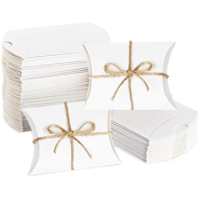 50 Boîtes Cadeaux Papier Oreiller – Motifs Rayures & Pois, Pour Mariage, Anniversaire, Chocolats & Bonbons