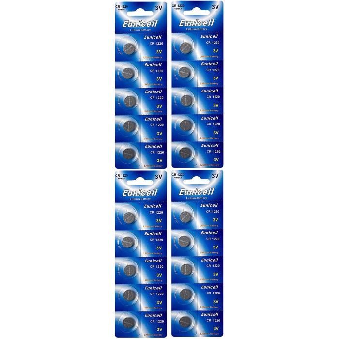 Lot De 10 Piles Bouton CR1220 Lithium 3V - Anti-fuite, Longue Durée De Vie - Emballage Sécurité Enfant