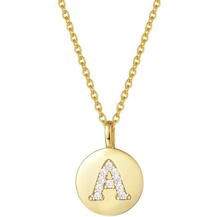 Collier 925 Argent Sterling avec Zircone Cubique,Lettre