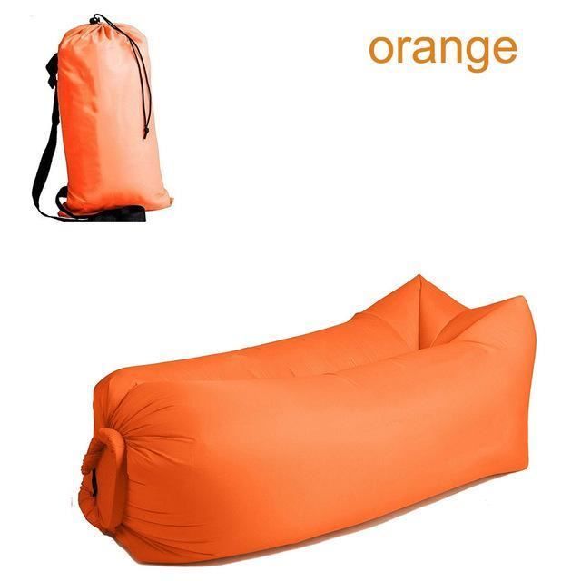 Canapé gonflable de camping - ORANGE - Sac paresseux, 3 saisons, ultraléger, lit à air, transat